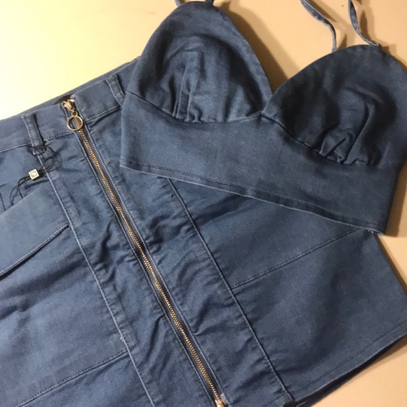Stretch Denim Crop Top & Skirt Set - Picture 8 of 14